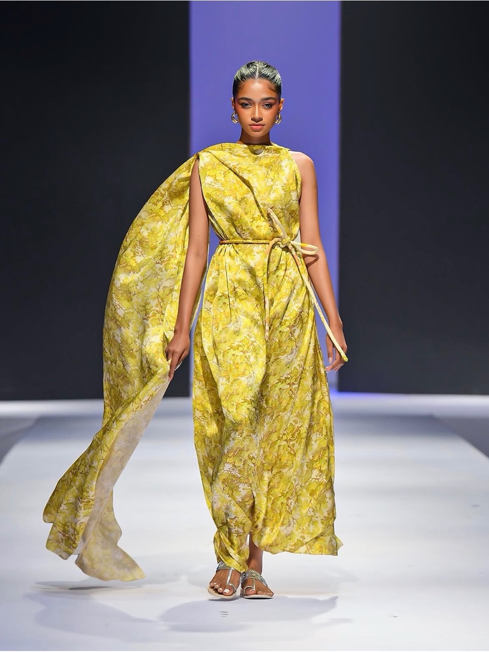 Sania Maskatiya Silk Maxi Dress with Waist Tie